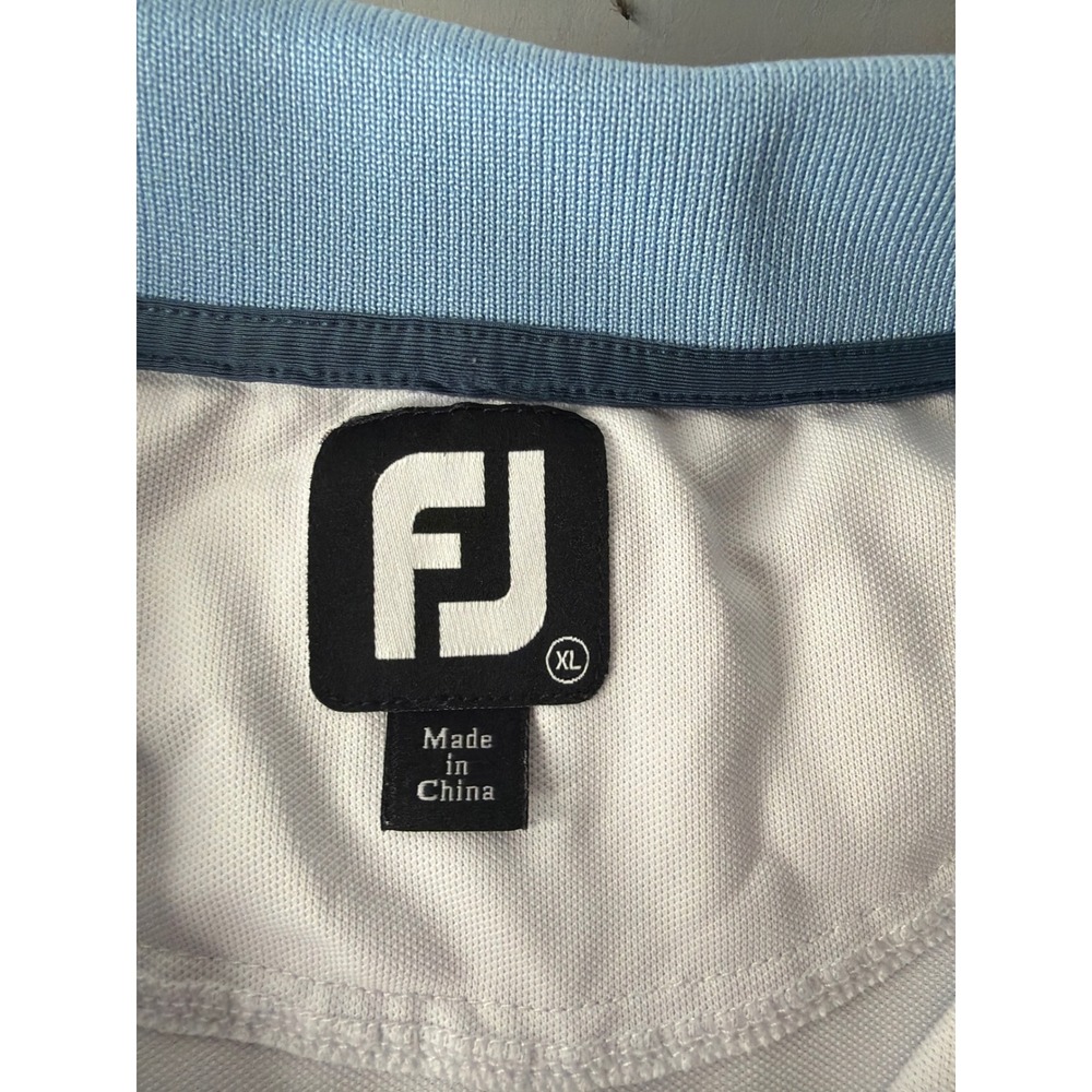 FootJoy Mens XL White Blue Performance Golf Polo Shirt - Picture 5 of 10
